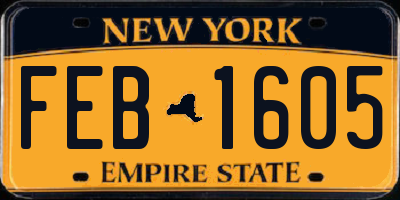 NY license plate FEB1605