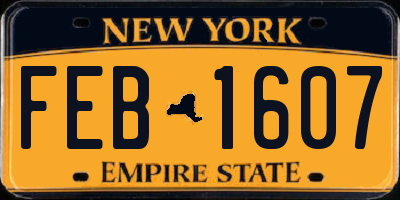 NY license plate FEB1607