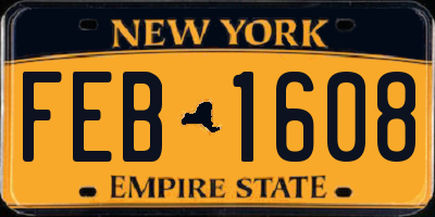 NY license plate FEB1608