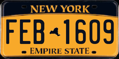 NY license plate FEB1609
