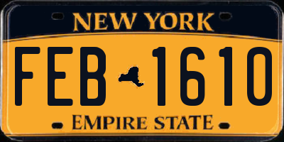 NY license plate FEB1610