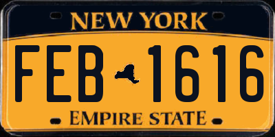 NY license plate FEB1616