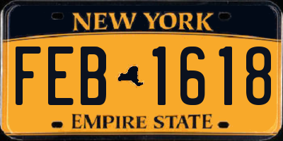 NY license plate FEB1618
