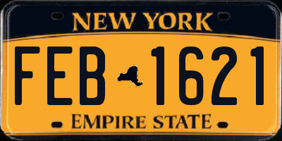 NY license plate FEB1621
