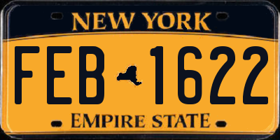 NY license plate FEB1622