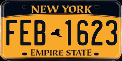 NY license plate FEB1623