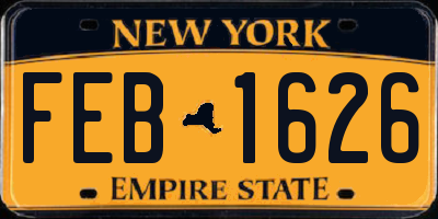 NY license plate FEB1626