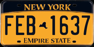 NY license plate FEB1637