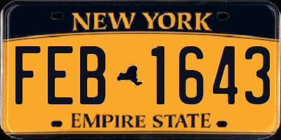 NY license plate FEB1643