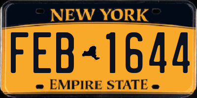 NY license plate FEB1644