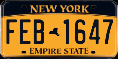NY license plate FEB1647