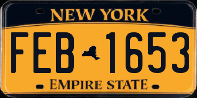 NY license plate FEB1653