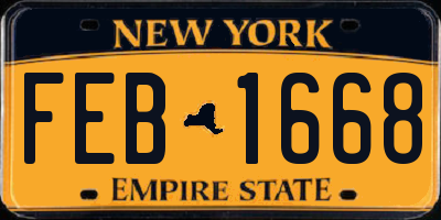 NY license plate FEB1668