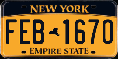 NY license plate FEB1670