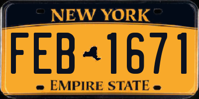 NY license plate FEB1671