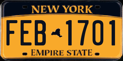 NY license plate FEB1701