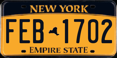 NY license plate FEB1702