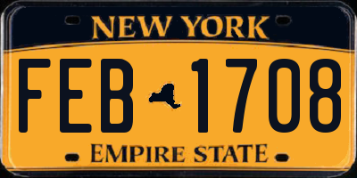 NY license plate FEB1708