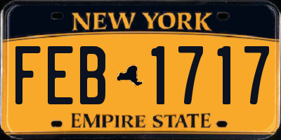 NY license plate FEB1717