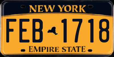 NY license plate FEB1718