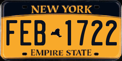 NY license plate FEB1722