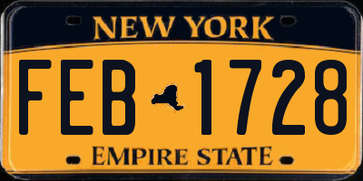 NY license plate FEB1728
