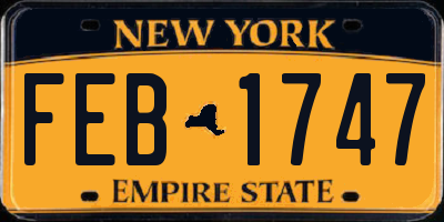 NY license plate FEB1747