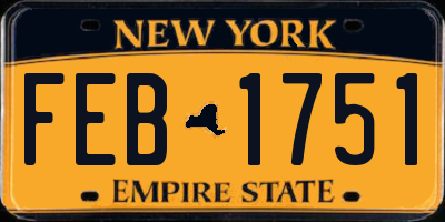 NY license plate FEB1751