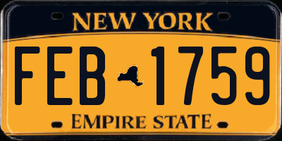 NY license plate FEB1759