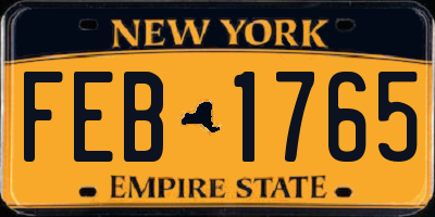 NY license plate FEB1765