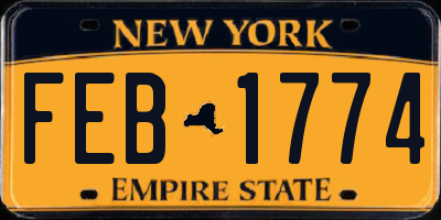 NY license plate FEB1774