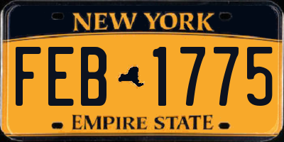NY license plate FEB1775