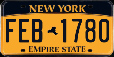 NY license plate FEB1780