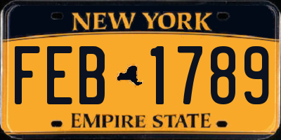NY license plate FEB1789