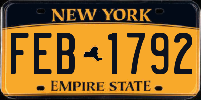NY license plate FEB1792