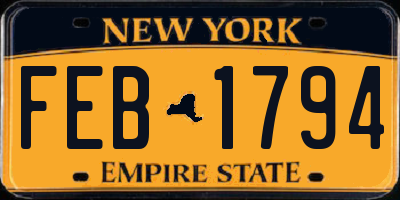 NY license plate FEB1794