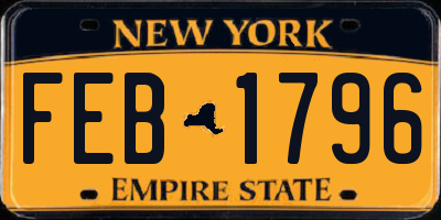 NY license plate FEB1796