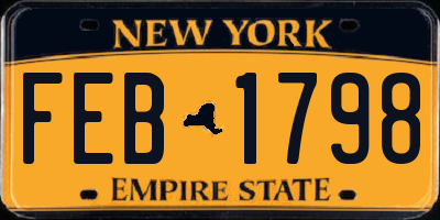 NY license plate FEB1798