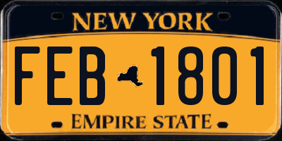 NY license plate FEB1801