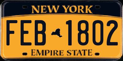 NY license plate FEB1802