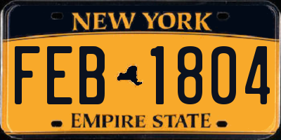 NY license plate FEB1804
