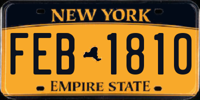 NY license plate FEB1810