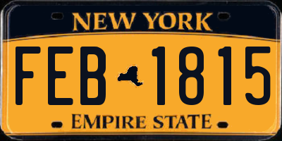 NY license plate FEB1815