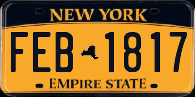 NY license plate FEB1817