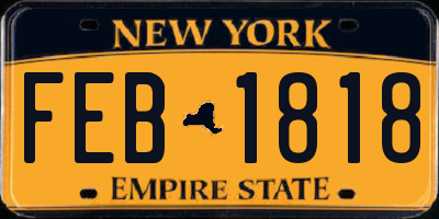NY license plate FEB1818