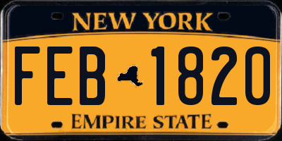 NY license plate FEB1820