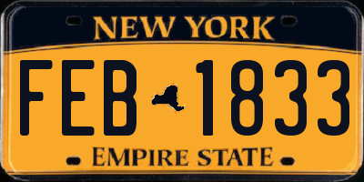 NY license plate FEB1833