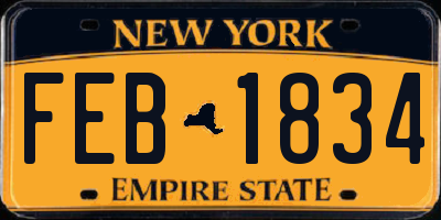 NY license plate FEB1834