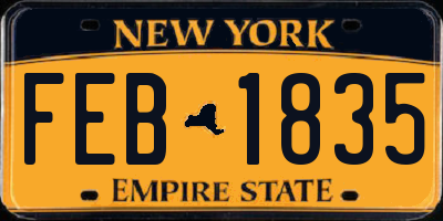 NY license plate FEB1835