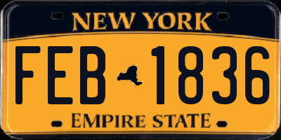 NY license plate FEB1836